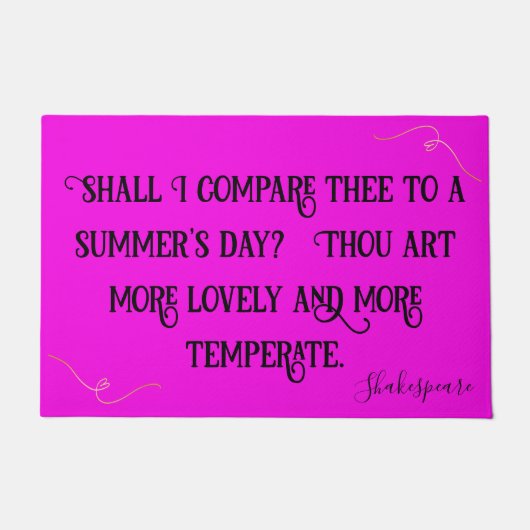 Zwart op Hot Pink Shakespeare Moet ik vergelijken. Deurmat (Voorkant)
