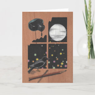 Zwart op hout feestdagen kaart