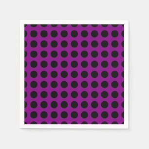 Zwart op Paarse Grote Horizontale Polka Dots Papie Servet