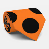 Zwart op pompoen Giant Size Polka Dots Stropdas (Opgerold)