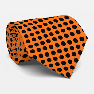 Zwart op pompoen Grote Maat Horizontale Polka Dots Stropdas