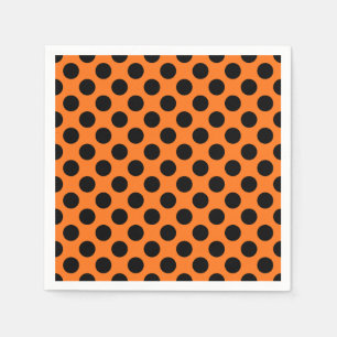 Zwart op pompoen Grote Maat Polka Dots Papier Servet