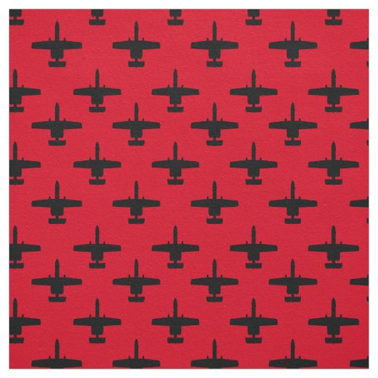Zwart op Red A-10 Warthog Attack Jet Pattern Stof (Swatch)