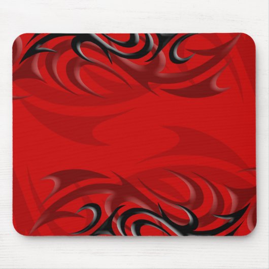 Zwart op Red "Smoke" Mousepad Muismat (Voorkant)