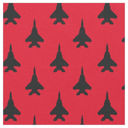Zwart op Red Strike Eagle Fighter Jet Pattern Stof (Close Up)