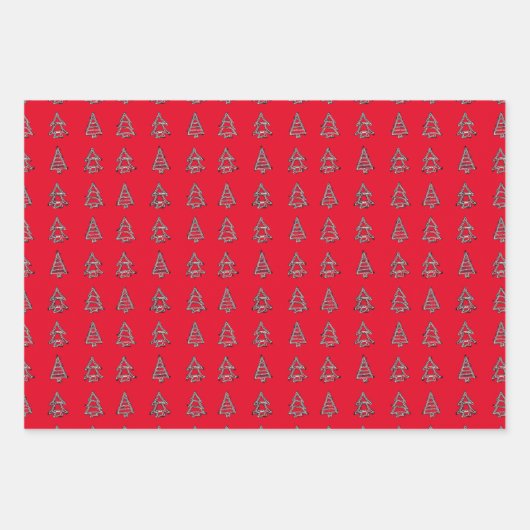 Zwart op rode boom inpakpapier (Voorkant)