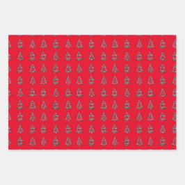 Zwart op rode boom inpakpapier vel