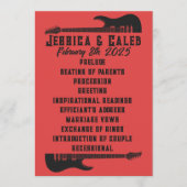 Zwart op rood heavy metal bruiloft programmakaart (Voorkant)