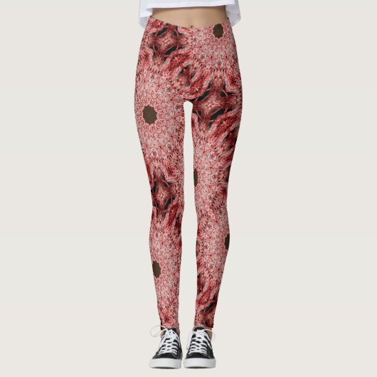 zwart op rood kronkelig leggings (Voorkant)