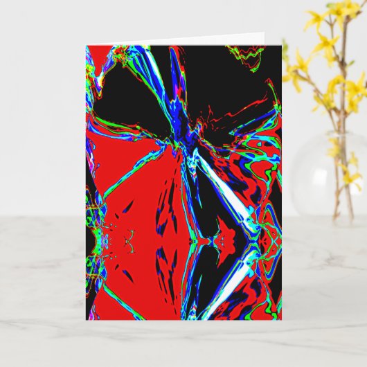 Zwart op rood stromend Abstract gloedontwerp Kaart (Gele Bloem)