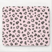 Zwart op Roze Leopard Print Mousepad Muismat (Voorkant)