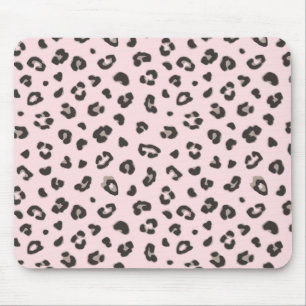 Zwart op Roze Leopard Print Mousepad Muismat