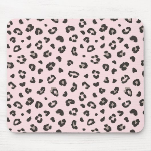 Zwart op Roze Leopard Print Mousepad Muismat (Voorkant)