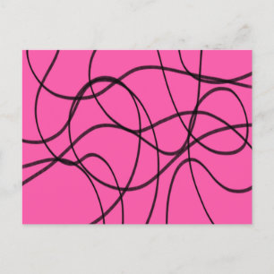 Zwart op roze lintkunst briefkaart