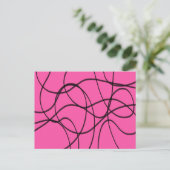 Zwart op roze lintkunst briefkaart (Staand voorkant)