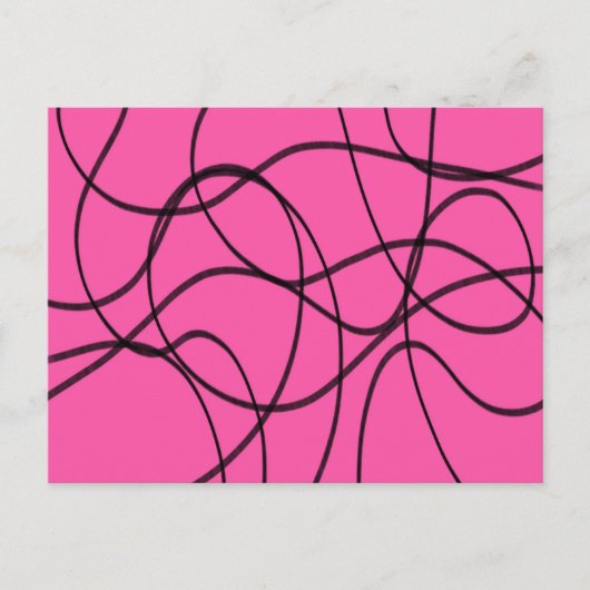 Zwart op roze lintkunst briefkaart (Voorkant)