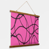 Zwart op roze lintkunst hangend wandkleed (Gebogen)