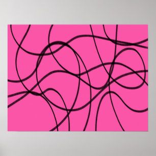 Zwart op roze lintkunst poster