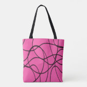 Zwart op roze lintkunst tote bag (Achterkant)
