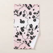 Zwart op roze patroonvogels en Cherry Blossom Bad Handdoek (Handdoek)