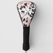 Zwart op roze patroonvogels en Cherry Blossom Golfheadcover (Voorkant)
