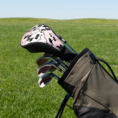 Zwart op roze patroonvogels en Cherry Blossom Golfheadcover (Insitu)