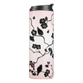 Zwart op roze patroonvogels en Cherry Blossom Thermosbeker (Gedraaid links)
