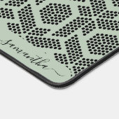 Zwart op salie groene stippen geometrisch patroon bureaumat (Hoek)