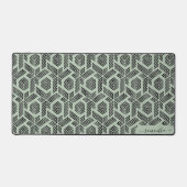 Zwart op salie groene stippen geometrisch patroon bureaumat (Voorkant)