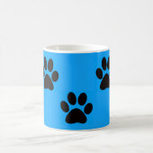 Zwart op Turquoise Large Cat Paw Print Koffiemok (Center)