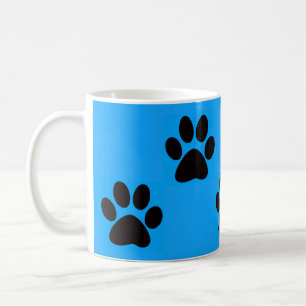 Zwart op Turquoise Large Cat Paw Print Koffiemok