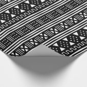 Zwart op White African MudCloth Geïnspireerd Cadeaupapier (Hoek)