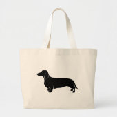 Zwart op White Dachsund Grote Tote Bag (Voorkant)