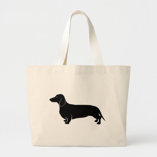 Zwart op White Dachsund Grote Tote Bag (Voorkant)
