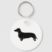 Zwart op White Dachsund Sleutelhanger (Voorkant)