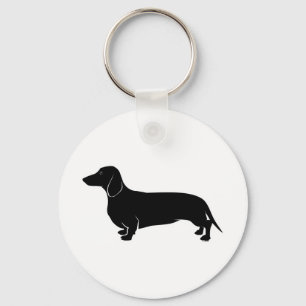 Zwart op White Dachsund Sleutelhanger
