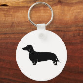 Zwart op White Dachsund Sleutelhanger (Voorkant)