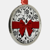 Zwart op White Daisy Flower Pattern Metalen Ornament (Rechts)