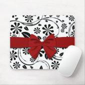 Zwart op White Daisy Flower Pattern Muismat (Met muis)