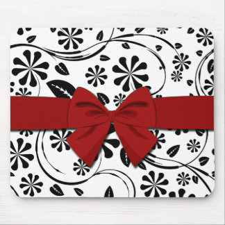 Zwart op White Daisy Flower Pattern Muismat