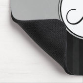 Zwart op White Damask en Stripes met Monogram Muismat (Hoek)