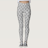 Zwart op White Damask Leggings (Voorkant)