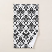 Zwart op White Damask Pattern Bad Handdoek (Handdoek)