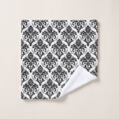 Zwart op White Damask Pattern Bad Handdoek (Wasdoekje)