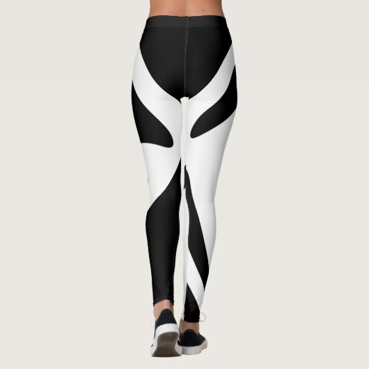 Zwart op White Elegant Leggings (Achterkant)