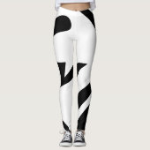 Zwart op White Elegant Leggings (Voorkant)