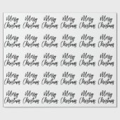 Zwart op White Merry Kerstkalligraphy Script Cadeaupapier (Vlak)