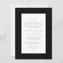 Zwart op White Modern Minimalistic Simple Wedding Kaart