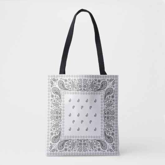 Zwart op White Paisley Design Tote Bag (Voorkant)