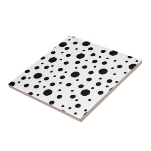 Zwart op White Polka Dot Pattern Baby Blanket Roun Tegeltje